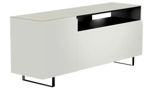 TV Board Nicolo Phono | Weiß, matt, Kufen/ Schwarz