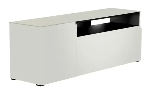 TV Board Nicolo Phono | Weiß, matt, Gleiter/ Schwarz