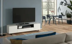 TV Board Nicolo Phono | Weiß, matt, Kufen/ Schwarz