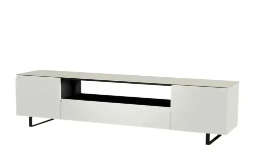TV Board Nicolo Phono | Weiß, matt, Kufen/ Schwarz