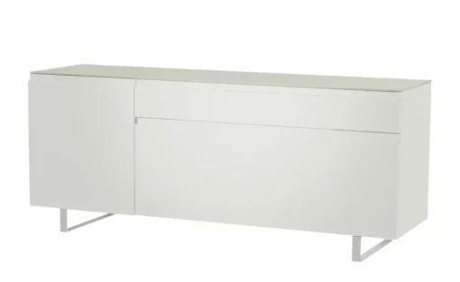 TV Board Nicolo Phono | Weiß, matt, Kufen/ Alufarben