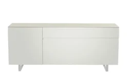 TV Board Nicolo Phono | Weiß, matt, Kufen/ Alufarben