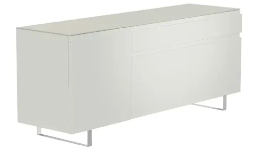 TV Board Nicolo Phono | Weiß, matt, Kufen/ Alufarben