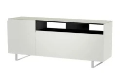 TV Board Nicolo Phono | Weiß, matt, Kufen/ Alufarben