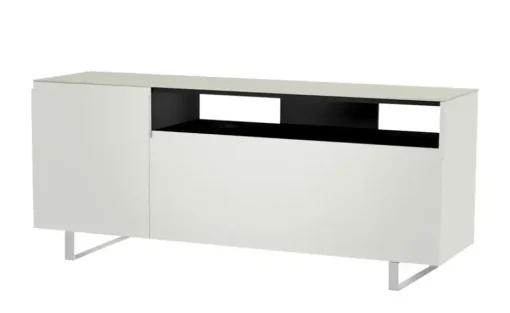 TV Board Nicolo Phono | Weiß, matt, Kufen/ Alufarben