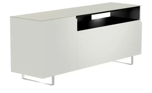 TV Board Nicolo Phono | Weiß, matt, Kufen/ Alufarben