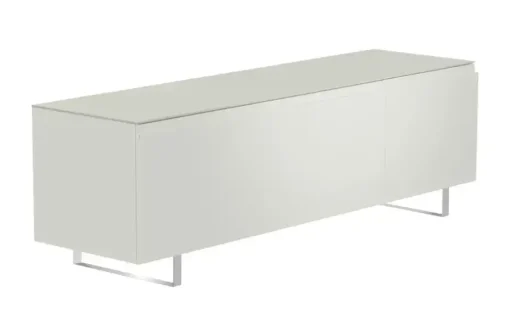 TV Board Nicolo Phono | Weiß, matt, Kufen/ Alufarben