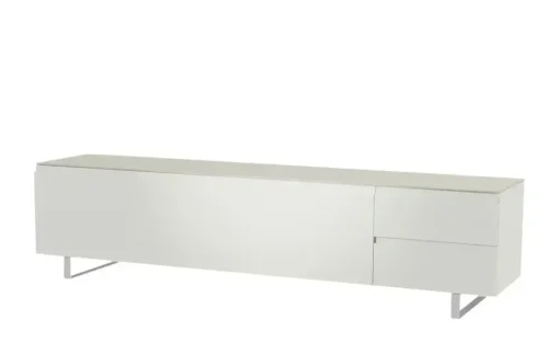 TV Board Nicolo Phono | Weiß, matt, Kufen/ Alufarben