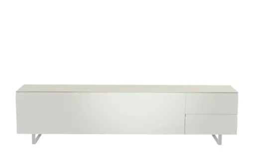 TV Board Nicolo Phono | Weiß, matt, Kufen/ Alufarben