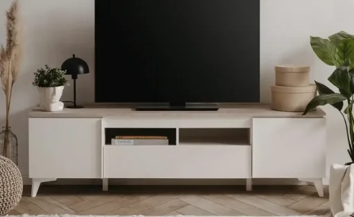 TV-Lowboard Dimarro | Weiß, Sand | Möbel Höffner