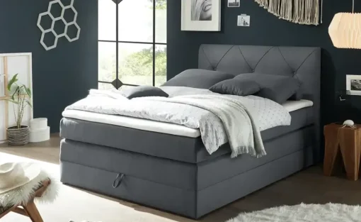 uno Boxspringbett mit Bettkasten Clay | Anthrazit