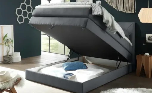 uno Boxspringbett mit Bettkasten Clay | Anthrazit