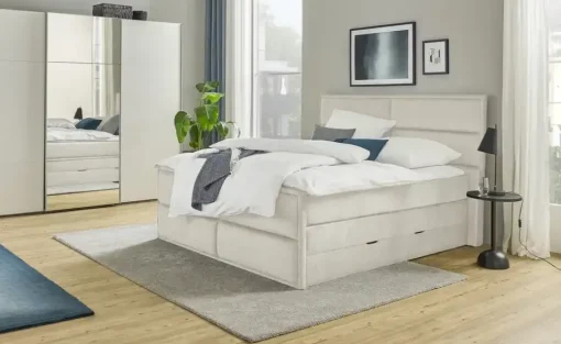 uno Boxspringbett mit Bettkasten Crocco | Beige, 140 cm