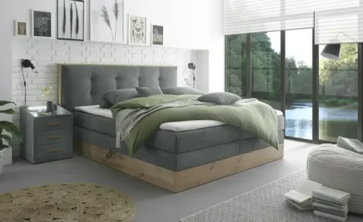 uno Boxspringbett mit Bettkasten Nox | Dunkelgrau