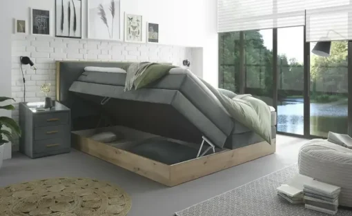 uno Boxspringbett mit Bettkasten Nox | Dunkelgrau