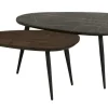 uno Couchtisch 2er Set Dortmund | Mango (Nachbildung), Dunkelbraun, Marmoroptik, Grau