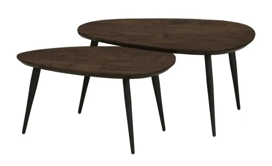 uno Couchtisch 2er Set Dortmund | Mango (Nachbildung), Dunkelbraun