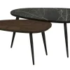 uno Couchtisch 2er-Set Dortmund | Mango (Nachbildung), Dunkelbraun, Marmoroptik, Schwarz