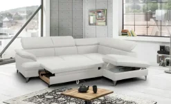 uno Ecksofa aus Kunstleder David | Hellgrau, rechts