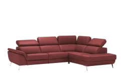 uno Ecksofa Leder Dallas | Rot, rechts | Möbel Höffner