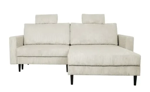 uno Ecksofa trendiger Cordstoff Livorno | Creme, Erweiterte Funktion