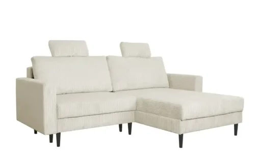 uno Ecksofa trendiger Cordstoff Livorno | Creme, Erweiterte Funktion