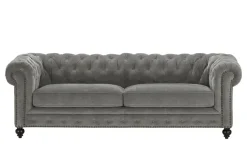 uno Einzelsofa Chesterfield Stoff | Grau, 3 | Höffner