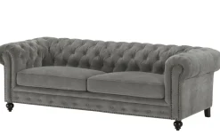 uno Einzelsofa Chesterfield Stoff | Grau, 3 | Höffner