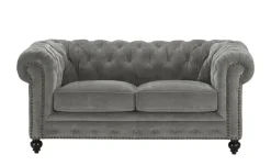 uno Einzelsofa Chesterfield Stoff | Grau, 2 | Höffner