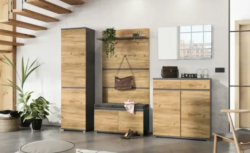 uno Garderobenschrank Lennox | Eiche (Nachbildung), Anthrazit