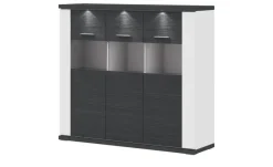 uno Highboard  Titan | Graphit, Weiß, Spotbeleuchtung