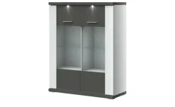 uno Highboard  Titan | Weiß, Graphit, Spotbeleuchtung