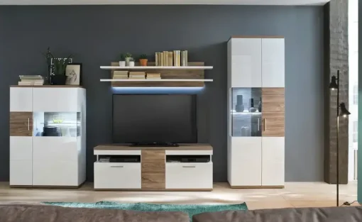 uno Highboard Zypern | Glaseinsatz rechts, ohne