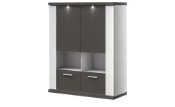 uno Hängevitrine  Titan | Weiß, Graphit, Spotbeleuchtung