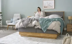 uno Massivholz-Boxspringbett mit Bettkasten Morgan | Anthrazit, 160 cm