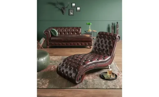 uno Recamiere Chesterfield | Dunkelbraun | Höffner