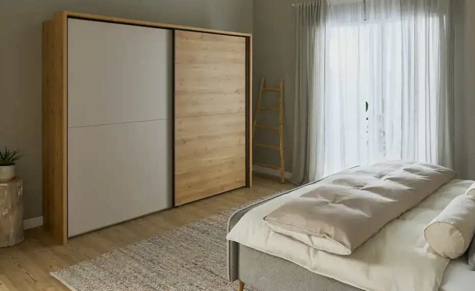uno Schwebetürenschrank, 2-türig Riva | mit Passepartoutrahmen und Selbsteinzug mit Dämpfung