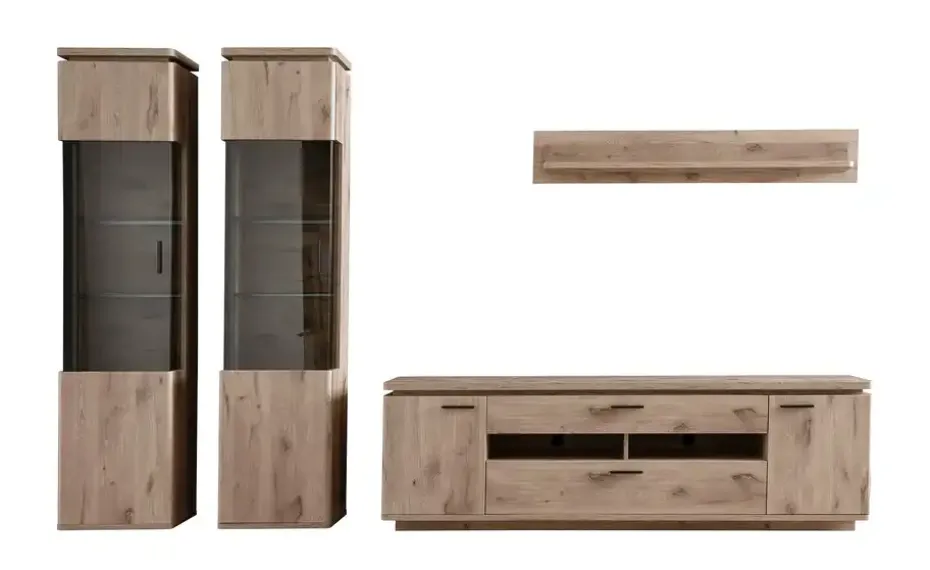 uno Wohnkombination Kataros | ohne Absetzung in Anthrazit, Schubkastendämpfer, Kabeldurchlass/Kabelkanal