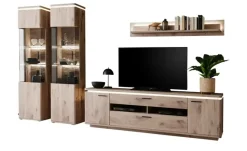 uno Wohnkombination Kataros | ohne Absetzung in Anthrazit, Schubkastendämpfer, Kabeldurchlass/Kabelkanal