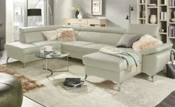 uno Wohnlandschaft mit verstellbarem Kopfteil Apollo | Creme, links