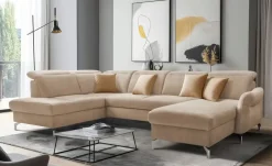 uno Wohnlandschaft Wildleder-Optik Basel | Beige, links