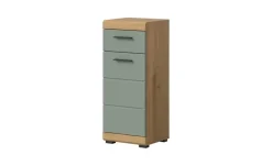 Unterschrank SCHLOONSEE, Breite 37cm, 1 Tür, 1 Schubkasten, 2 Fächer, MDF-Front in verschiedenen Farben erhältlich, Badmöbel, Badschrank, Kommode, Bad Schloonsee | Eiche Artisan (Nachbildung), Salbeigrün
