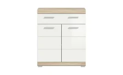 Unterschrank SCHLOONSEE, Breite 74cm, 2 Tür, 1 Schubkasten, 2 Fächer, MDF-Front in verschiedenen Farben erhältlich, Badmöbel, Badschrank, Kommode, Bad Schloonsee | Eiche Sonoma (Nachbildung), Weiß, hochglanz