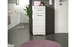 Unterschrank SCHLOONSEE, Breite 37cm, 1 Tür, 1 Schubkasten, 2 Fächer, MDF-Front in verschiedenen Farben erhältlich, Badmöbel, Badschrank, Kommode, Bad Schloonsee | Weiß, hochglanz