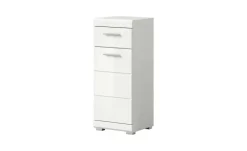 Unterschrank SCHLOONSEE, Breite 37cm, 1 Tür, 1 Schubkasten, 2 Fächer, MDF-Front in verschiedenen Farben erhältlich, Badmöbel, Badschrank, Kommode, Bad Schloonsee | Weiß, hochglanz