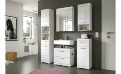 Unterschrank SCHLOONSEE, Breite 37cm, 1 Tür, 1 Schubkasten, 2 Fächer, MDF-Front in verschiedenen Farben erhältlich, Badmöbel, Badschrank, Kommode, Bad Schloonsee | Weiß, hochglanz