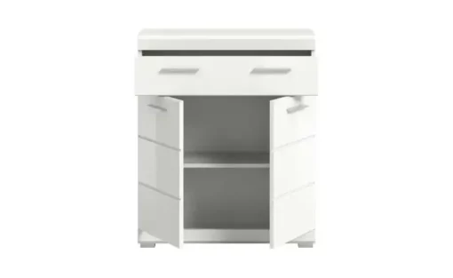 Unterschrank SCHLOONSEE, Breite 74cm, 2 Tür, 1 Schubkasten, 2 Fächer, MDF-Front in verschiedenen Farben erhältlich, Badmöbel, Badschrank, Kommode, Bad Schloonsee | Weiß, hochglanz
