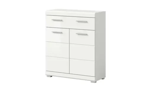 Unterschrank SCHLOONSEE, Breite 74cm, 2 Tür, 1 Schubkasten, 2 Fächer, MDF-Front in verschiedenen Farben erhältlich, Badmöbel, Badschrank, Kommode, Bad Schloonsee | Weiß, hochglanz