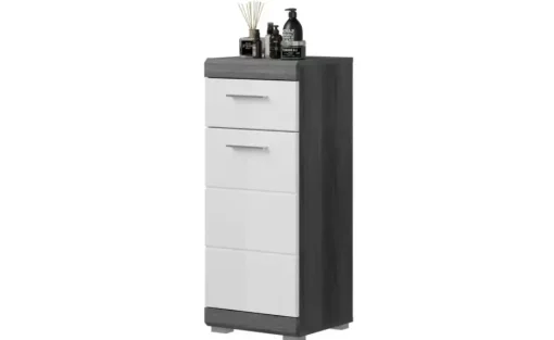 Unterschrank SCHLOONSEE, Breite 37cm, 1 Tür, 1 Schubkasten, 2 Fächer, MDF-Front in verschiedenen Farben erhältlich, Badmöbel, Badschrank, Kommode, Bad Schloonsee | hochglanz