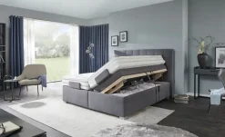 vanDoorn Motor-Boxspringbett mit Bettkasten Ohio | Grau, 160 cm
